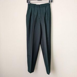 Jennifer Moore Women's Petities Green 100% Wool Pleated Dress Pants, Size 2